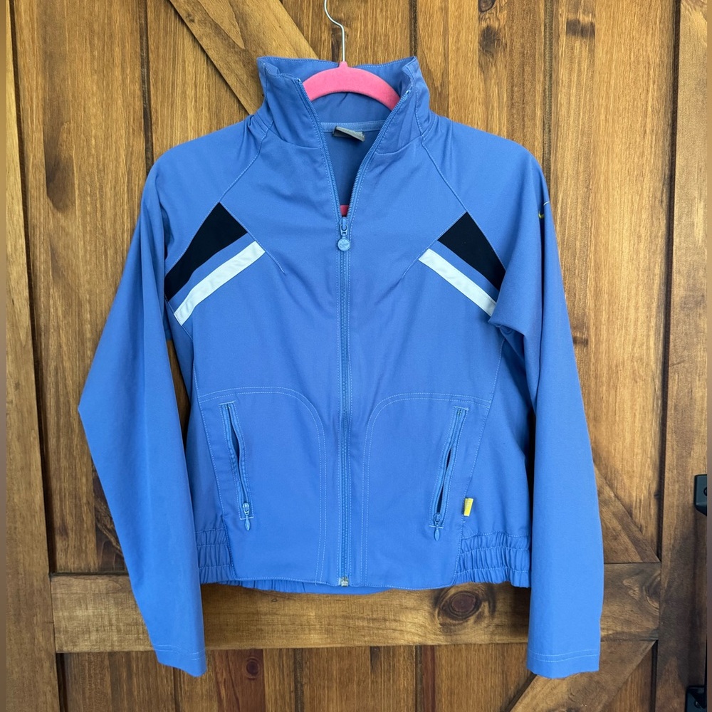 Nike Y2K Blue, Black, and White‎ Track Jacket Vintage